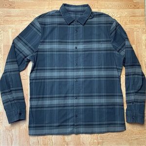 Lululemon Masons Peak Flannel Men’s XXL Plaid Button Down Shirt Charcoal Gray